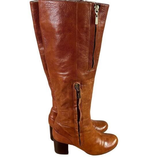 Vince Camuto Boots Womens 6.5 B Emala Cognac Double Zip Soft Leather Upper Knee - Picture 4 of 11